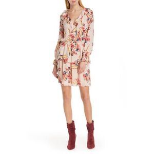 Joie Floral 100% silk Ruffle Neck mini Dress